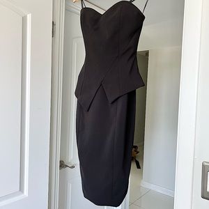 Black Strapless Peplum Dress